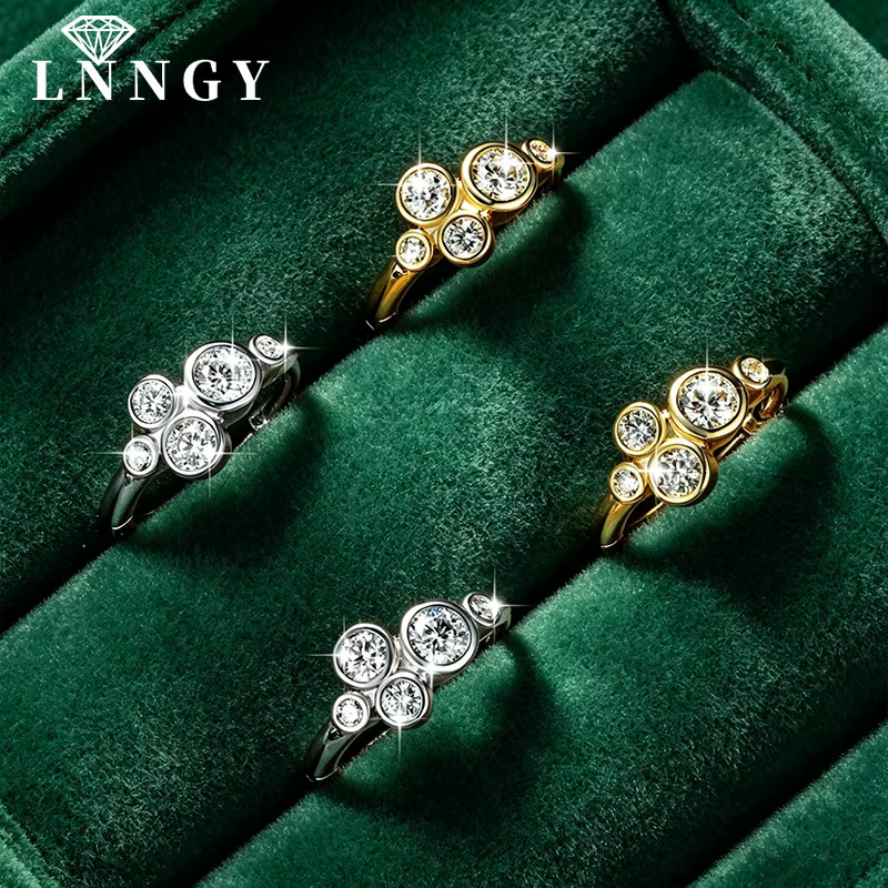 Lnngy – boucles d'oreilles rondes en Moissanite pour femmes