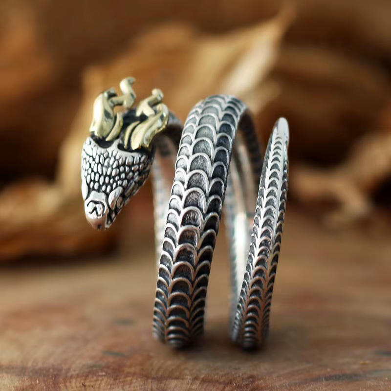 Grand anneau en argent Sterling S925 pour hommes