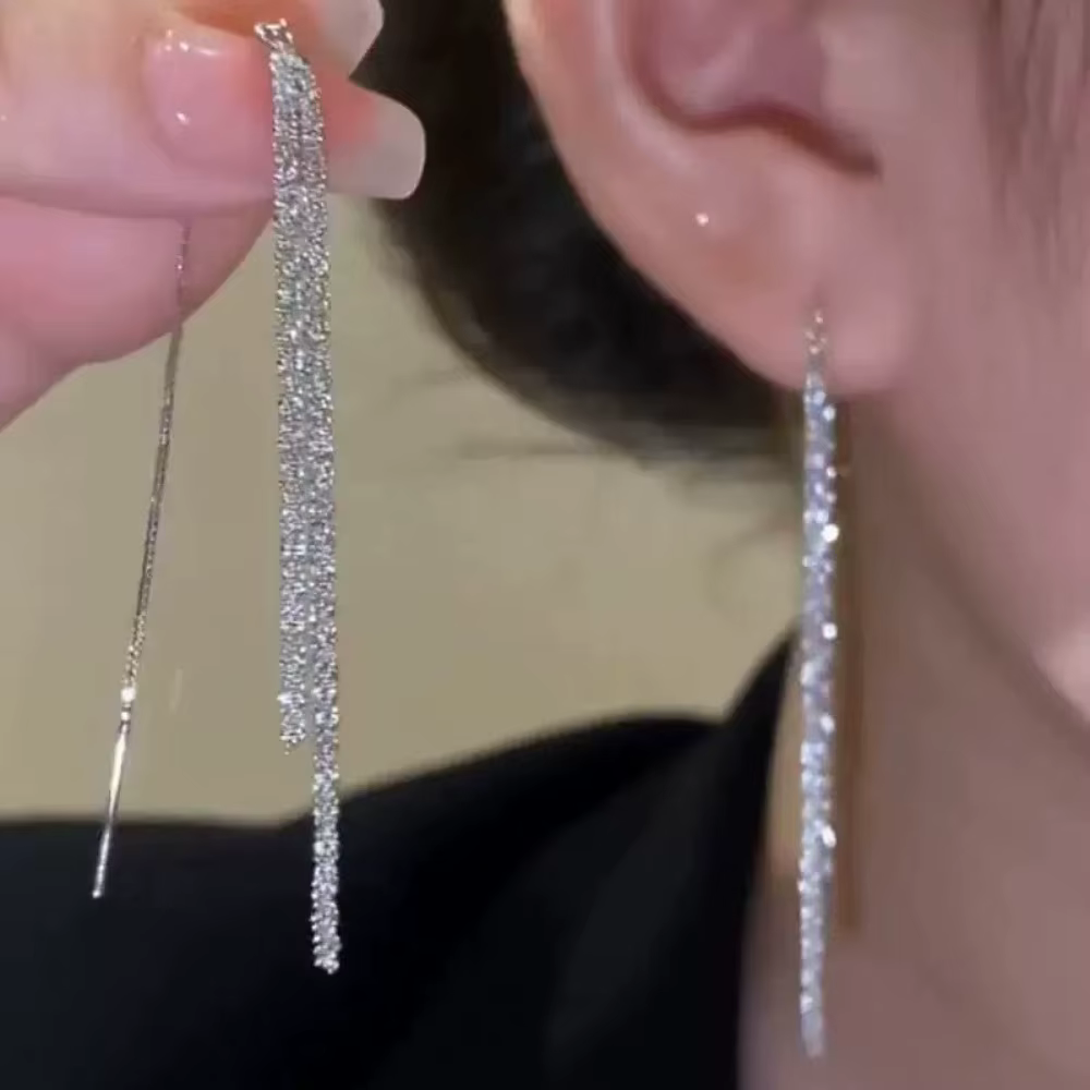 Boucles d'oreilles longues à pampilles pour femmes