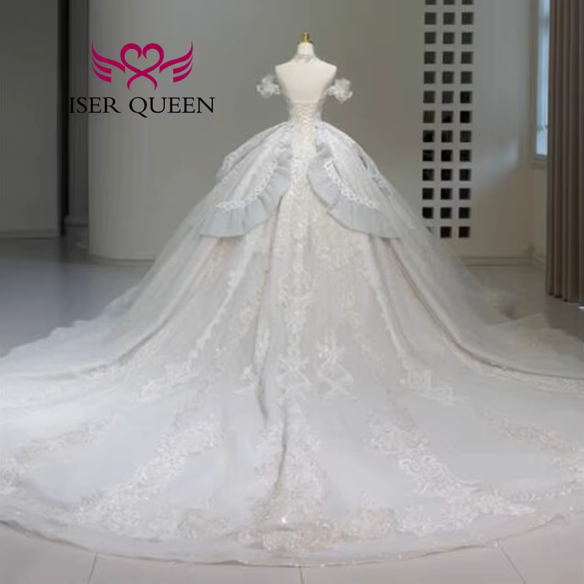 Robe de mariée de luxe personnalisée bleu clair français