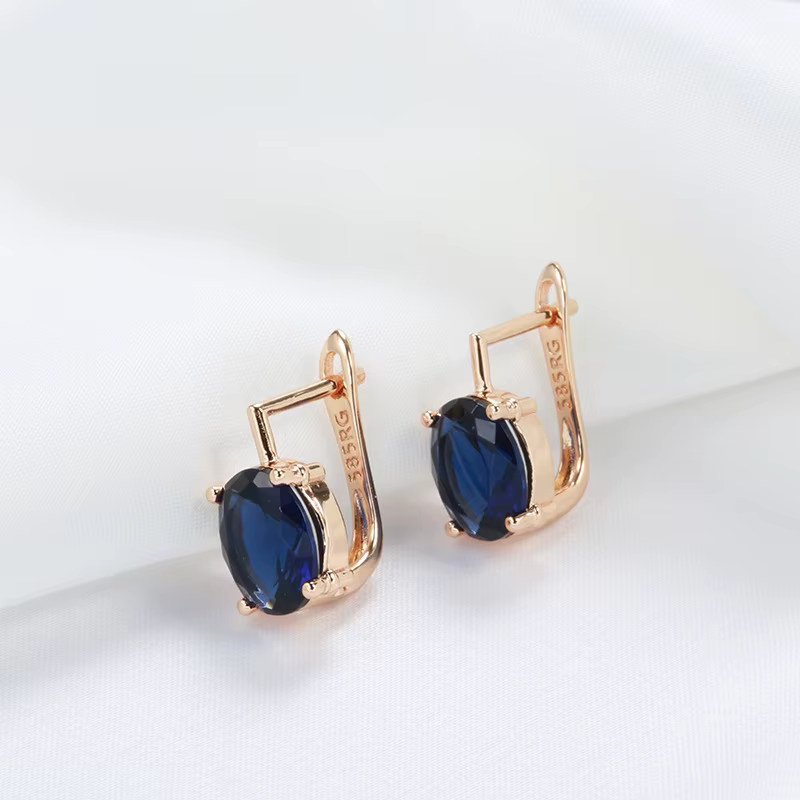 Boucle d'oreille en saphir or véritable 14 carats pour femmes