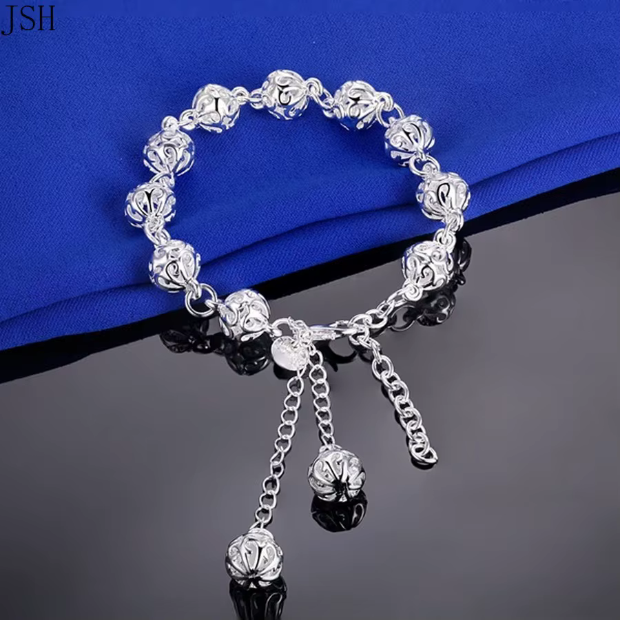 100% 925 argent Sterling beaux bracelets haut noble jolie mode fête de mariage mignon dame belle boule femmes bracelet bijoux