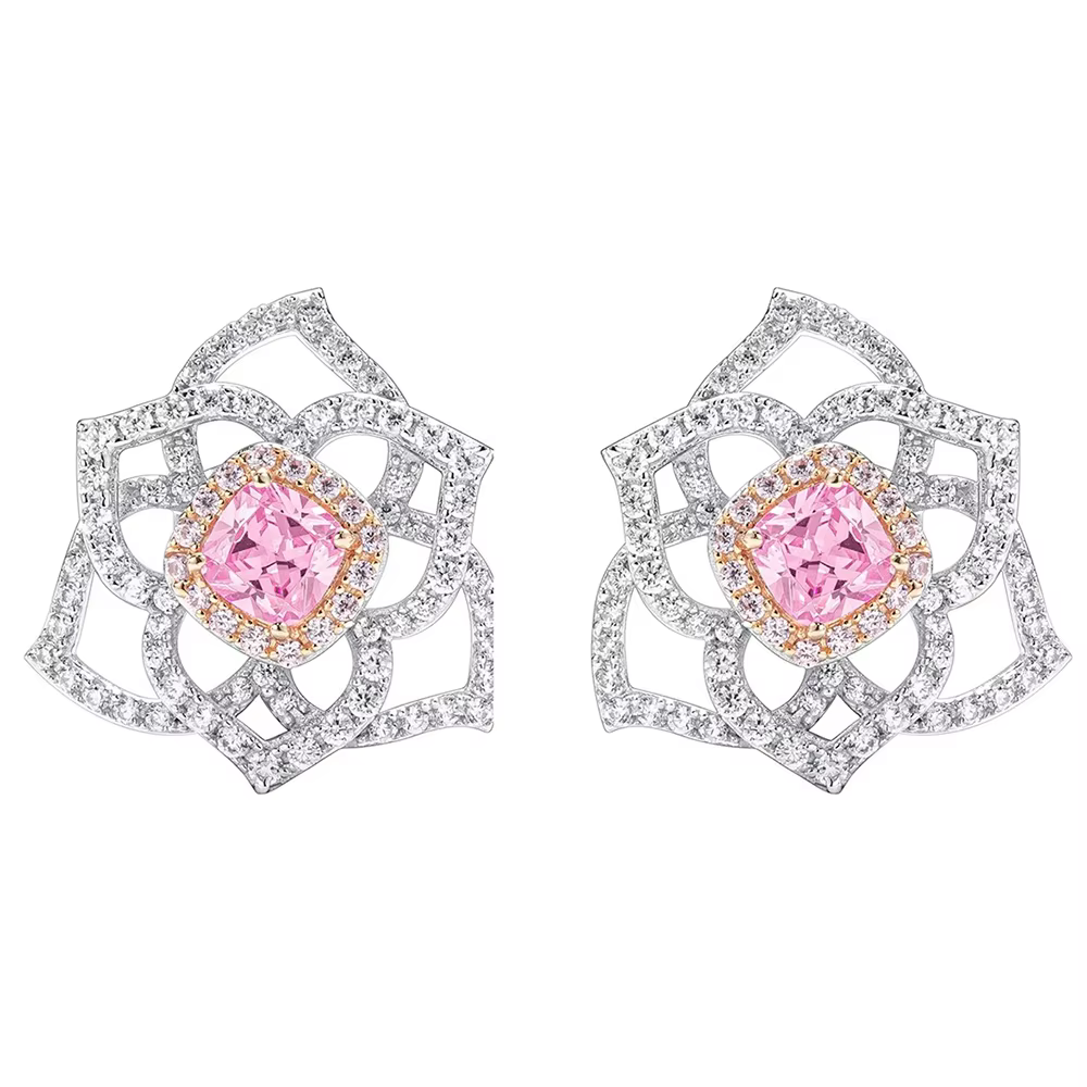WUIHA Vintage 925 en argent Sterling laboratoire saphir diamants à haute teneur en carbone pierres précieuses Cocktail fleur boucles d'oreilles bijoux fins