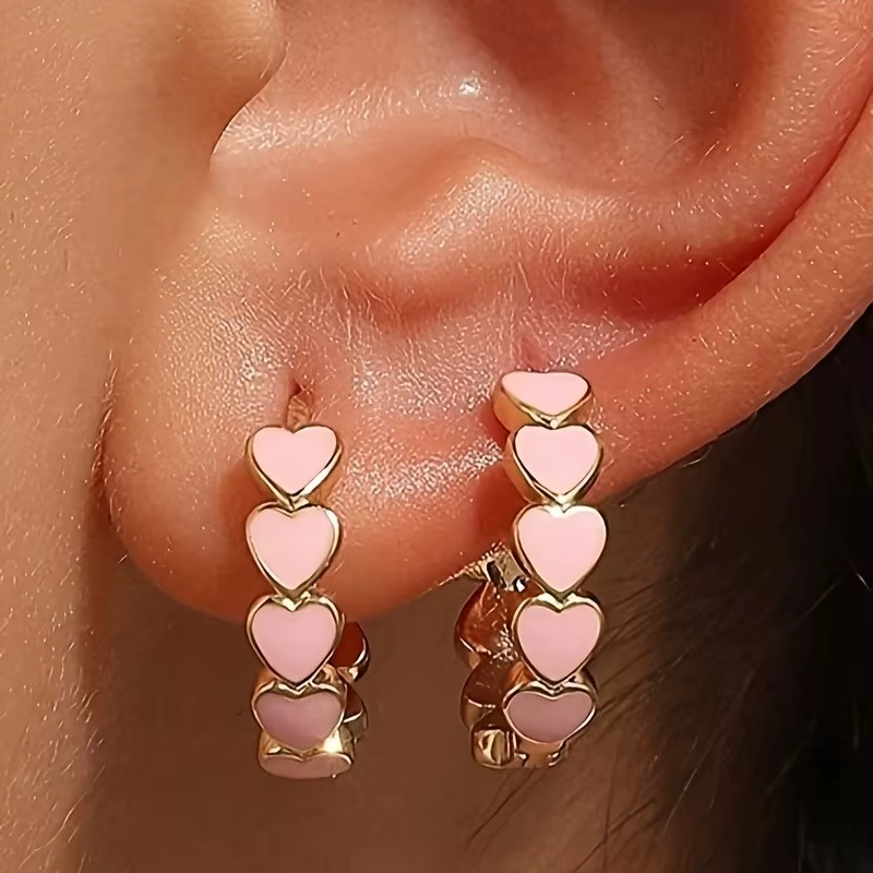Boucles d'oreilles en forme de cœur en acier inoxydable pour femmes