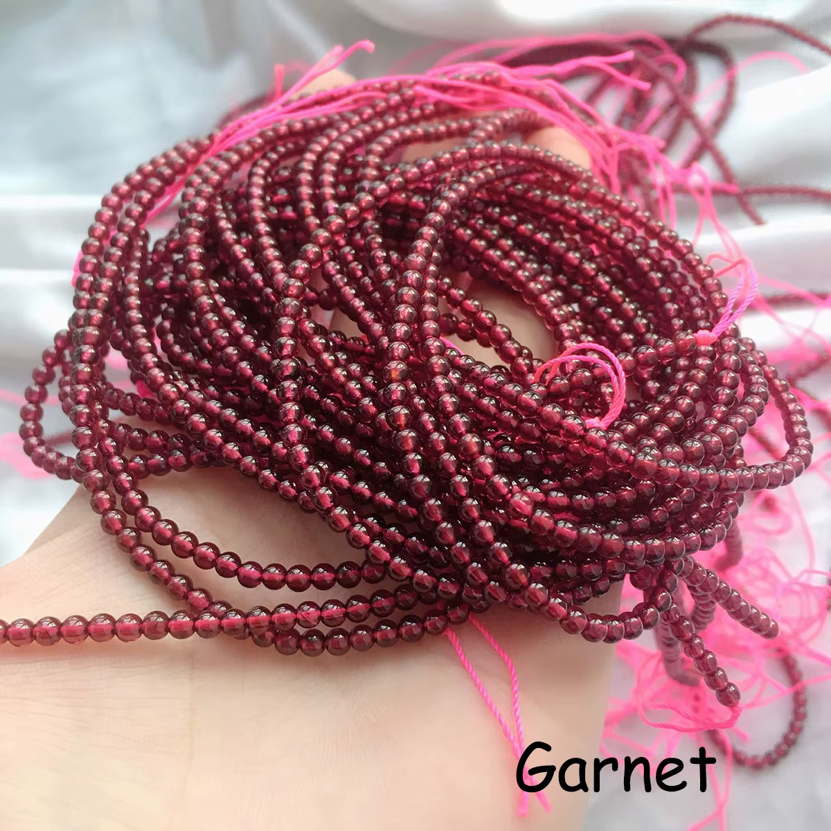 Perles rondes en pierre semi-précieuse naturelle grenat, breloques en grenat pour bricolage de colliers pour femmes et hommes, fournitures de fabrication de bijoux, accessoires