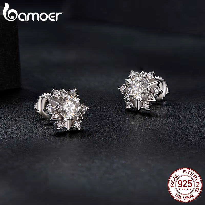 Bamoer – ensemble collier et boucles d'oreilles en Moissanite pour femmes