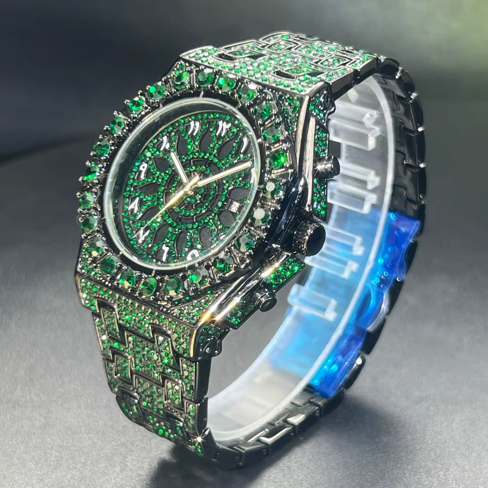 2025 nouvelle montre Hip Hop en diamant pour hommes mode Ice Out bijoux de fête montre-bracelet de luxe brillant gemme accessoires montres cadeau à la mode