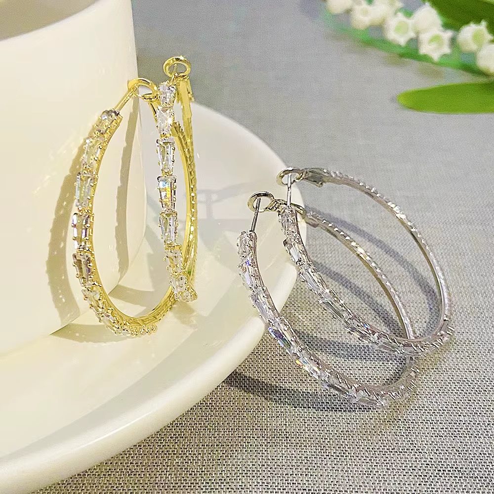 Marque de luxe plein cristal exagérer grandes boucles d'oreilles rondes pour les femmes exquise Enfashion Zircon corée boucle d'oreille mariée bijoux