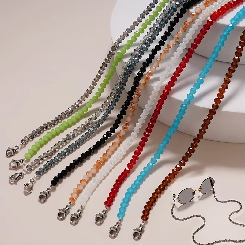 Chaîne de lunettes en cristal pour femmes, élégant support de lanière de lunettes de soleil, sangle de lunettes de lecture, chaîne de masque, cordon de cou suspendu sur le cou, bijoux