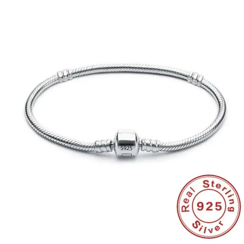 Nouveau 925 en argent Sterling serpent chaîne bricolage Bracelet à breloques pour les femmes cadeau bijoux avec