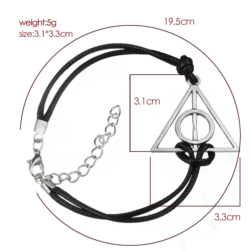 Bracelet Triangle rond en cuir noir