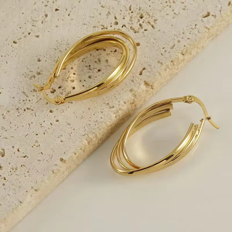 Boucles d'oreilles créoles remplies d'or 18 carats pour femmes