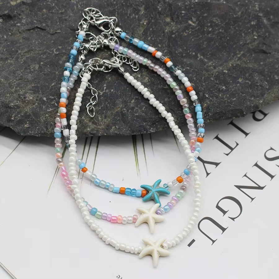 Bracelet de cheville bohème en coquillage de plage, étoile de mer, perles faites à la main, tortue de mer, bijoux à la mode pour femmes, fête sur la plage d'été