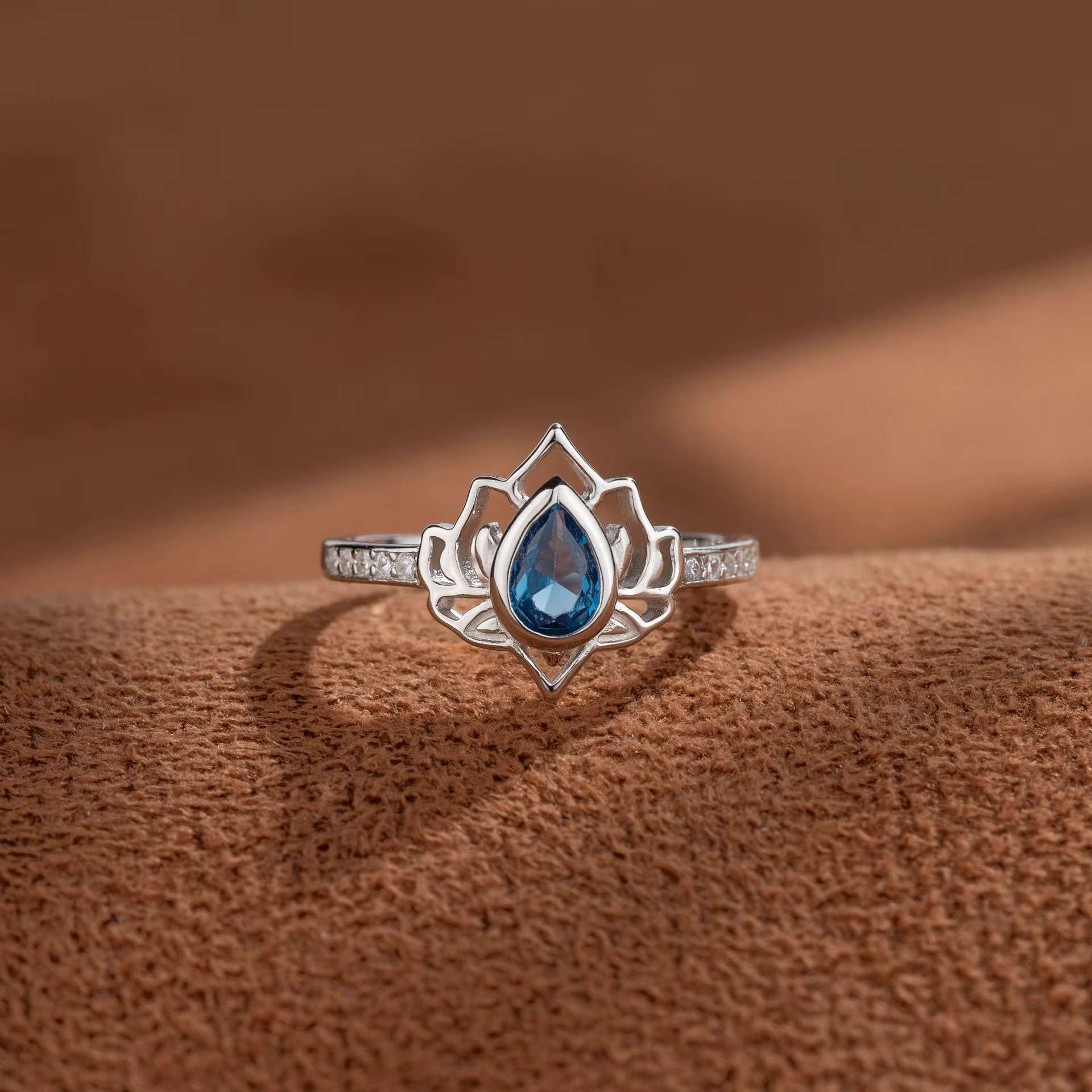 YILUOCD 925 en argent Sterling Vintage Lotus anneaux pour femmes Simple fleur coloré CZ réglable anneau femme fête bijoux cadeau