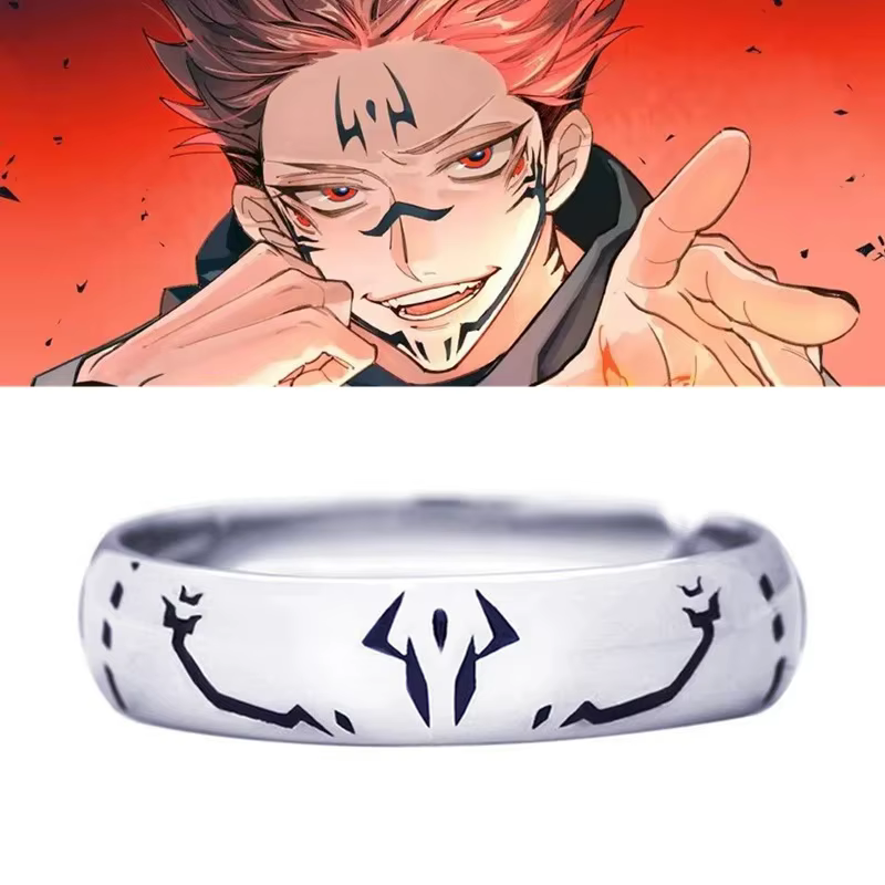 Anime Jujutsu Kaisen Ryomen Sukuna Itadori Yuji anneau Cosplay ouverture en métal réglable unisexe anneaux bijoux accessoire accessoires cadeau