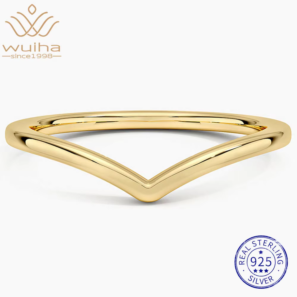 WUIHA 100% 925 argent massif alliance bague de fiançailles superposition 18K plaqué or Ins bijoux fins en gros