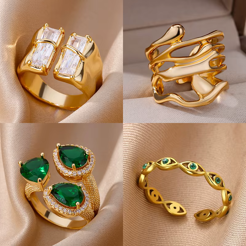 Bagues carrées irrégulières en Zircon pour femmes