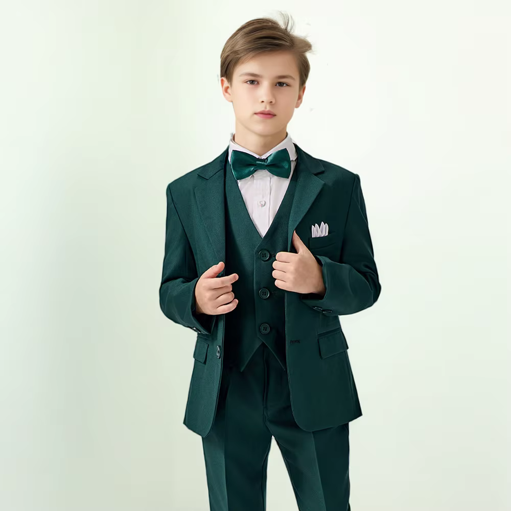 Ensemble de Costume vert haut de gamme pour garçons