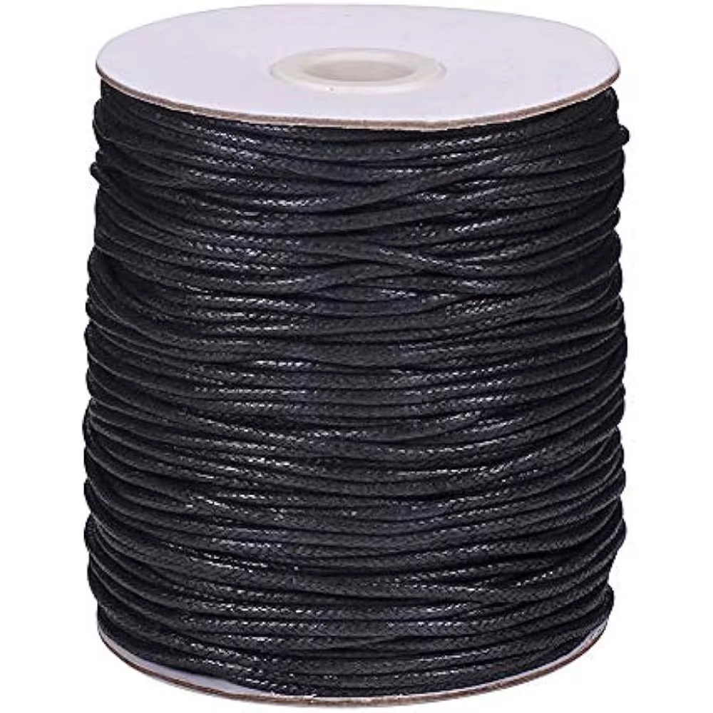Cordon ciré noir de 2mm pour la fabrication de bijoux
