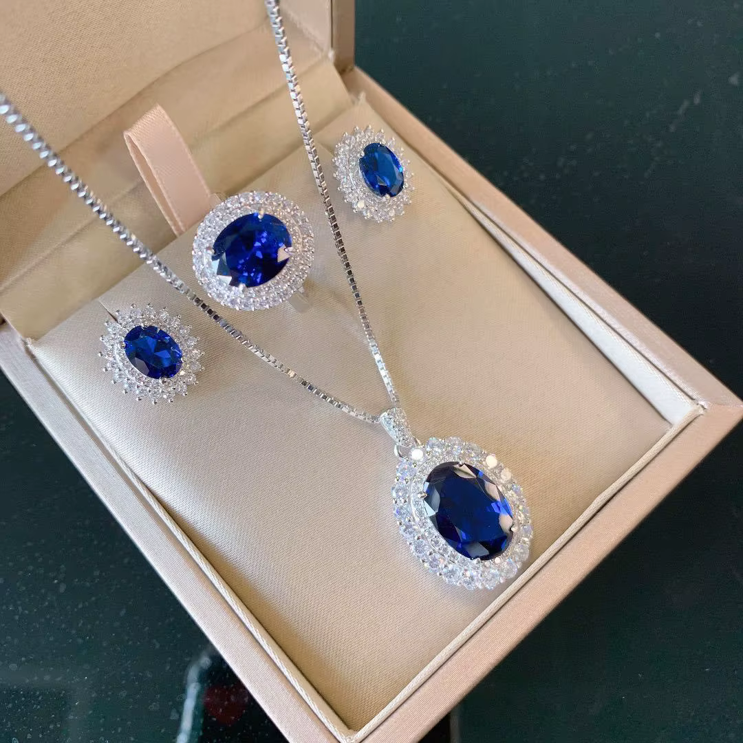Ensembles de bijoux classiques en saphir pour femmes