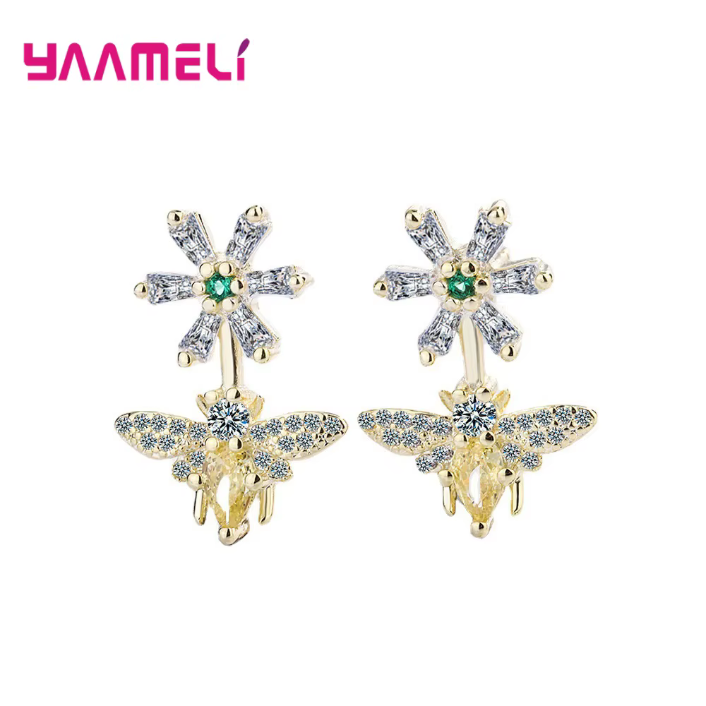 Boucles d'oreilles brillantes en argent Sterling 925