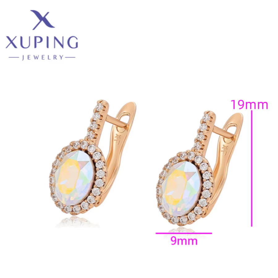Xuping Jewelry Promotion Boucles d'oreilles en cristal couleur or exquises et tendance pour femmes