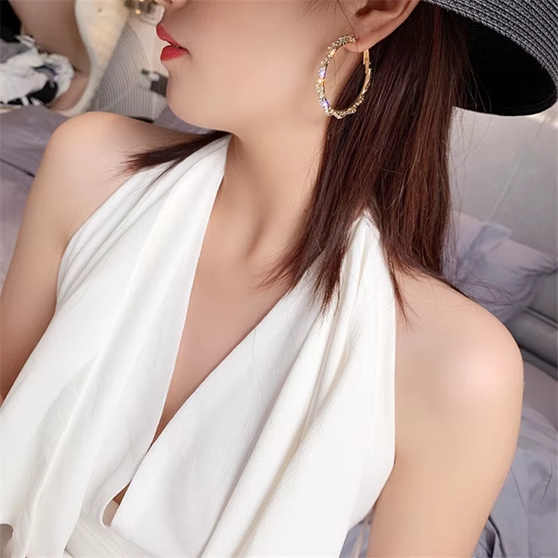 Boucles d'oreilles rondes en cristal pour femmes