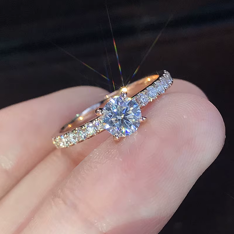 Bague de fiançailles plaquée argent S925 pour femme