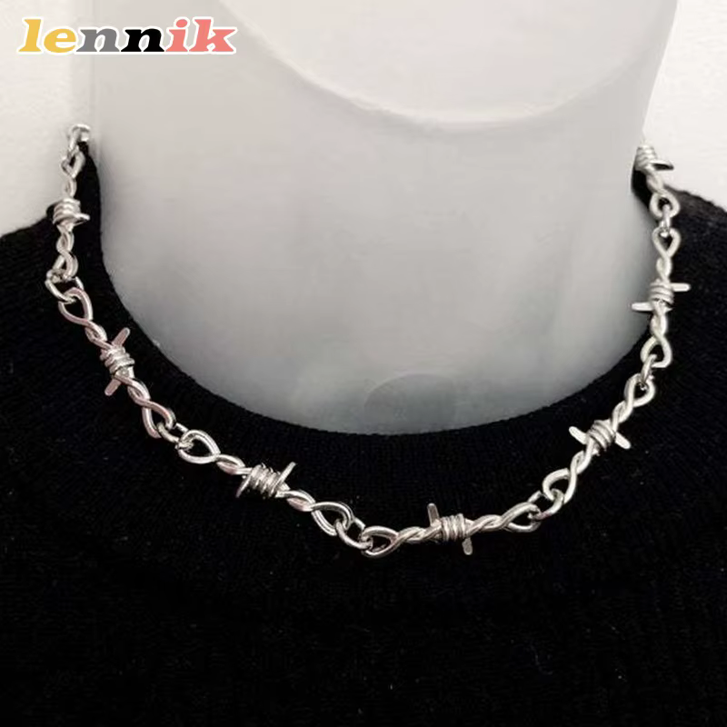 Bijoux LENNIK, collier chaîne en fil barbelé de style gothique punk hip-hop