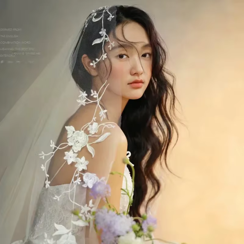Voile de mariée en dentelle de Style français