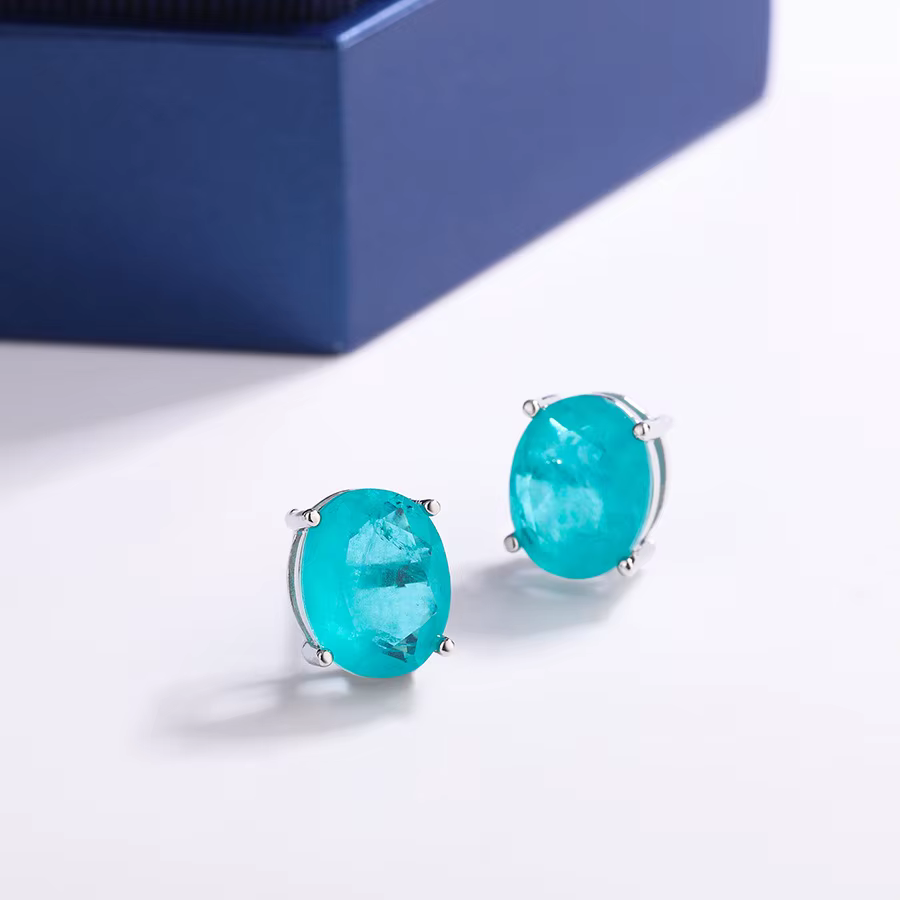 Vintage 925 argent Paraiba Tourmaline pierre précieuse