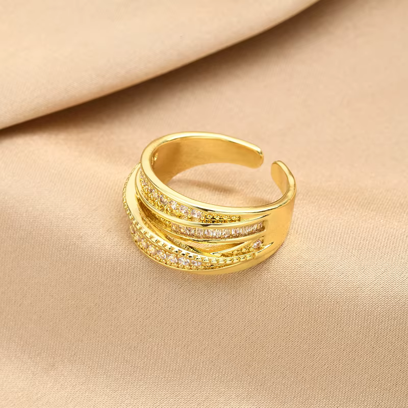 Bague croisée ouverte CZ pour femme