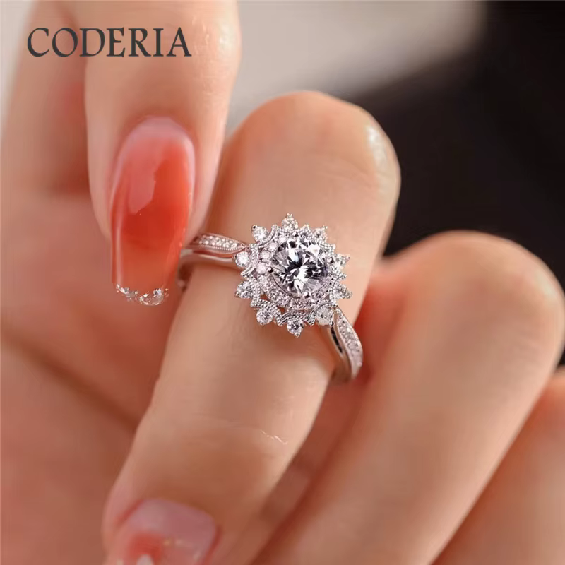 Bague Moissanite en argent Sterling 925 pour femmes