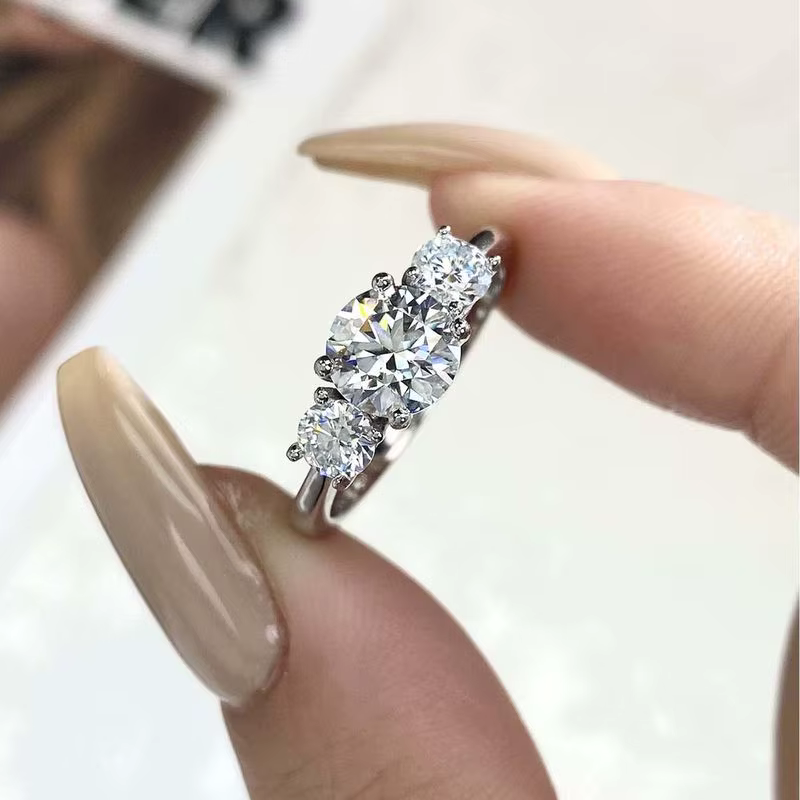 DWJ 1.6ct véritable Moissanite diamant bague ronde pour les femmes 925 en argent Sterling anniversaire de haute qualité Fine luxe bijoux fins