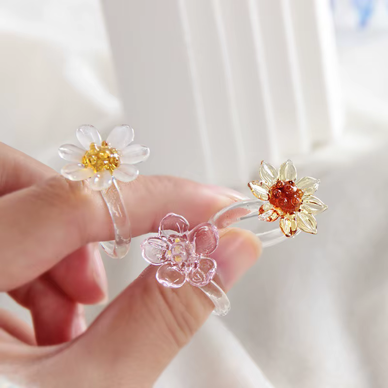 Bague en verre émaillé fait à la main pour femmes