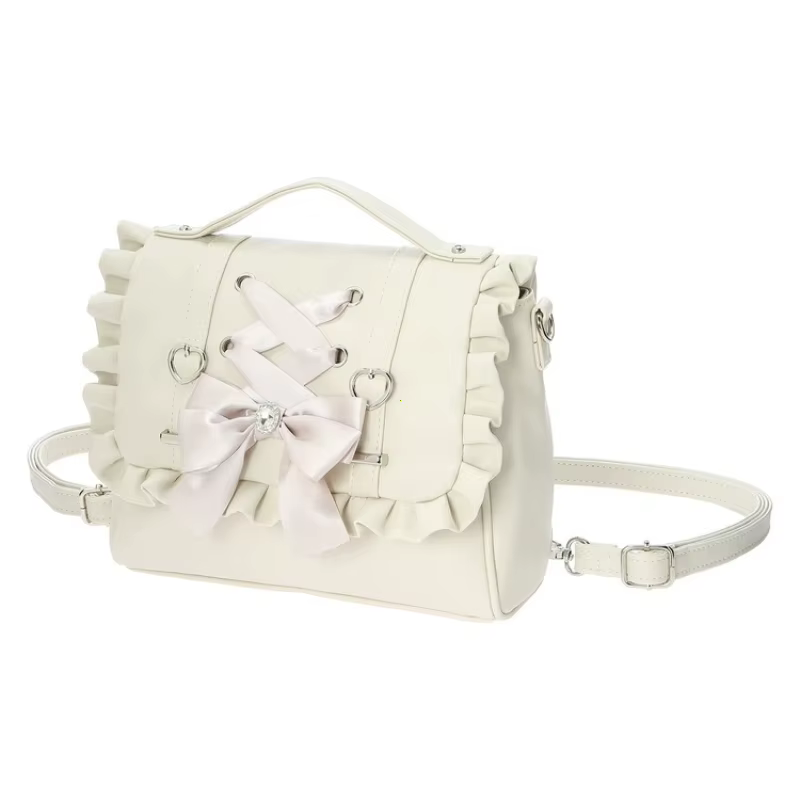 Lolita Knot femmes Bapa sac à main simple épaule bandoulière Double sac coréen Sle décontracté en cuir PU Kawaii sac à dos Ita sac