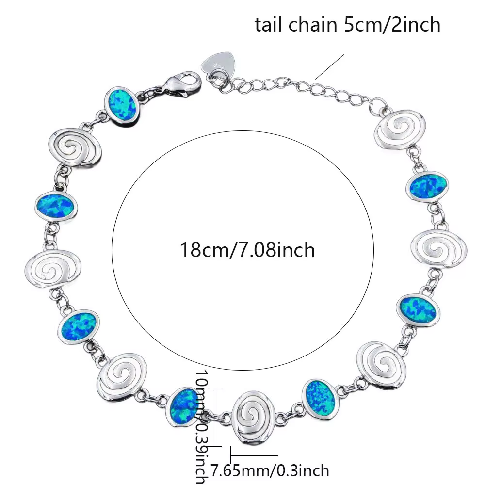 Bracelet de style grec pour femmes, bijoux à breloques tourbillonnantes en opale bleue de déesse, bracelet réglable de la mythologie grecque antique, cadeau délicat pour