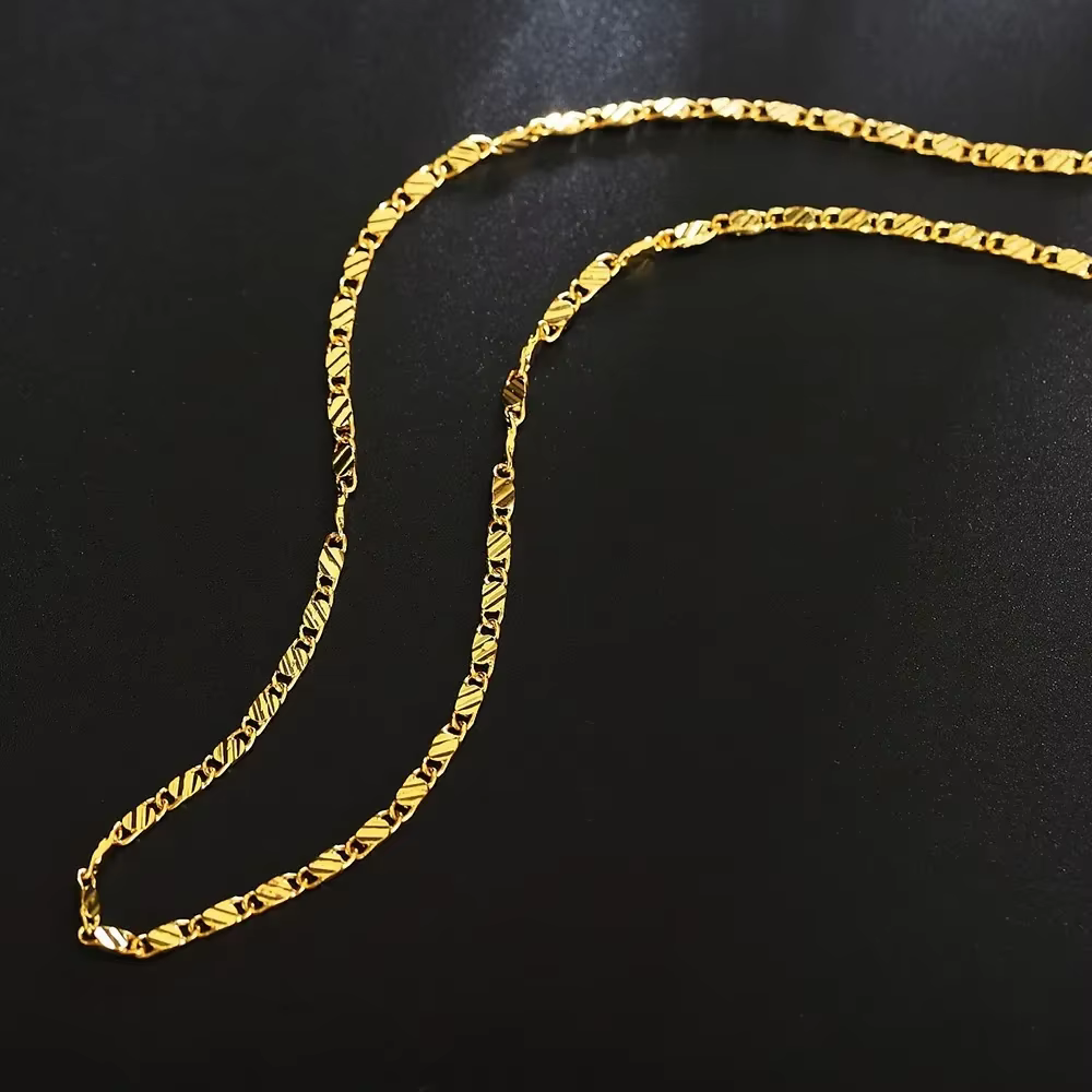 Colliers à chaîne plate avec breloque couleur or 18 carats