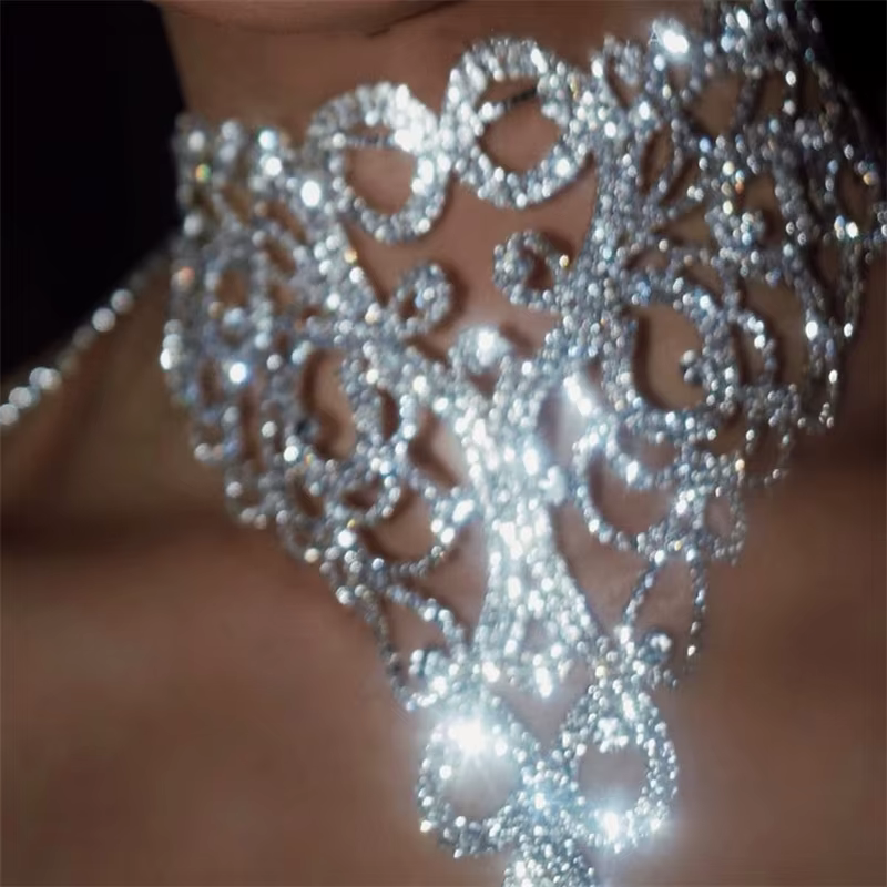 Collier ras du cou en cristal avec biscuits pour femme