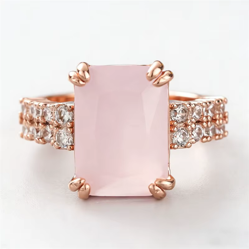 Huitan – bague de fiançailles élégante couleur or rose avec pierre