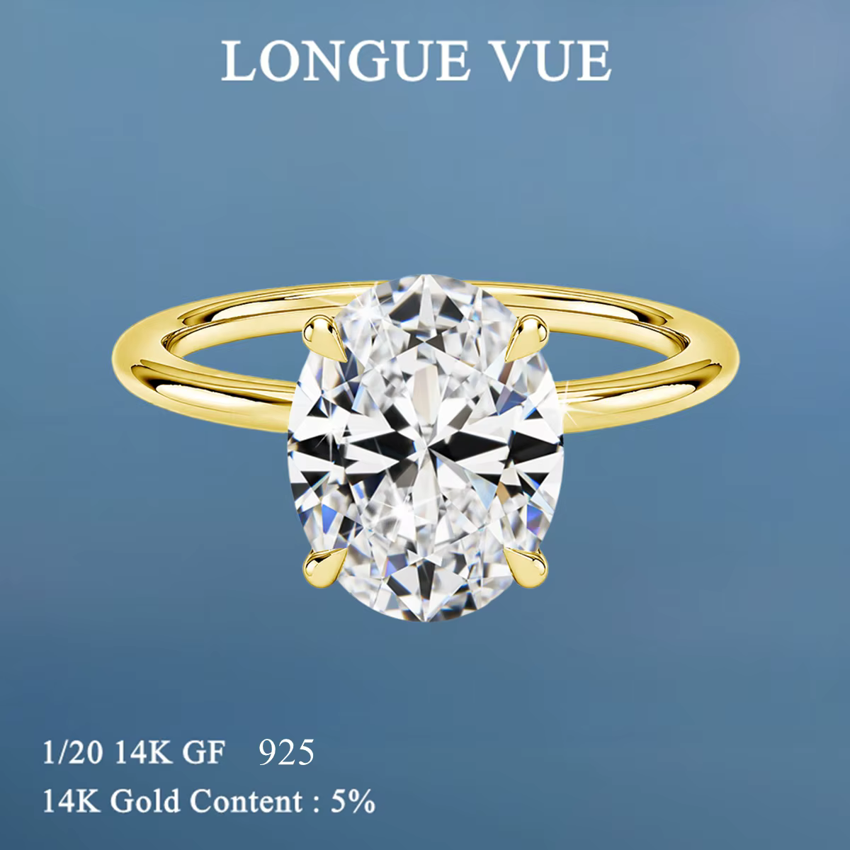 Bague de fiançailles ovale en moissanite 3 carats