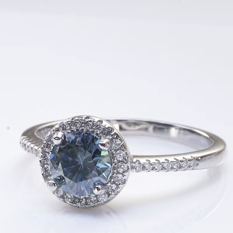 Bague Moissanite Grise en Argent 925 pour Femme