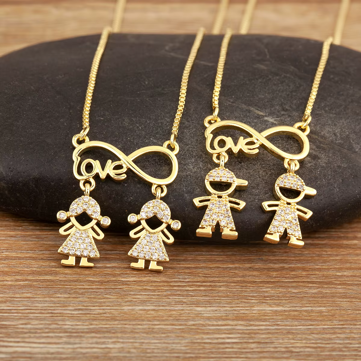 Offre spéciale fils/fille garçon/fille lettre d'amour pendentif colliers pour femmes brillant cristal Zircon charme bijoux cadeaux de fête des mères