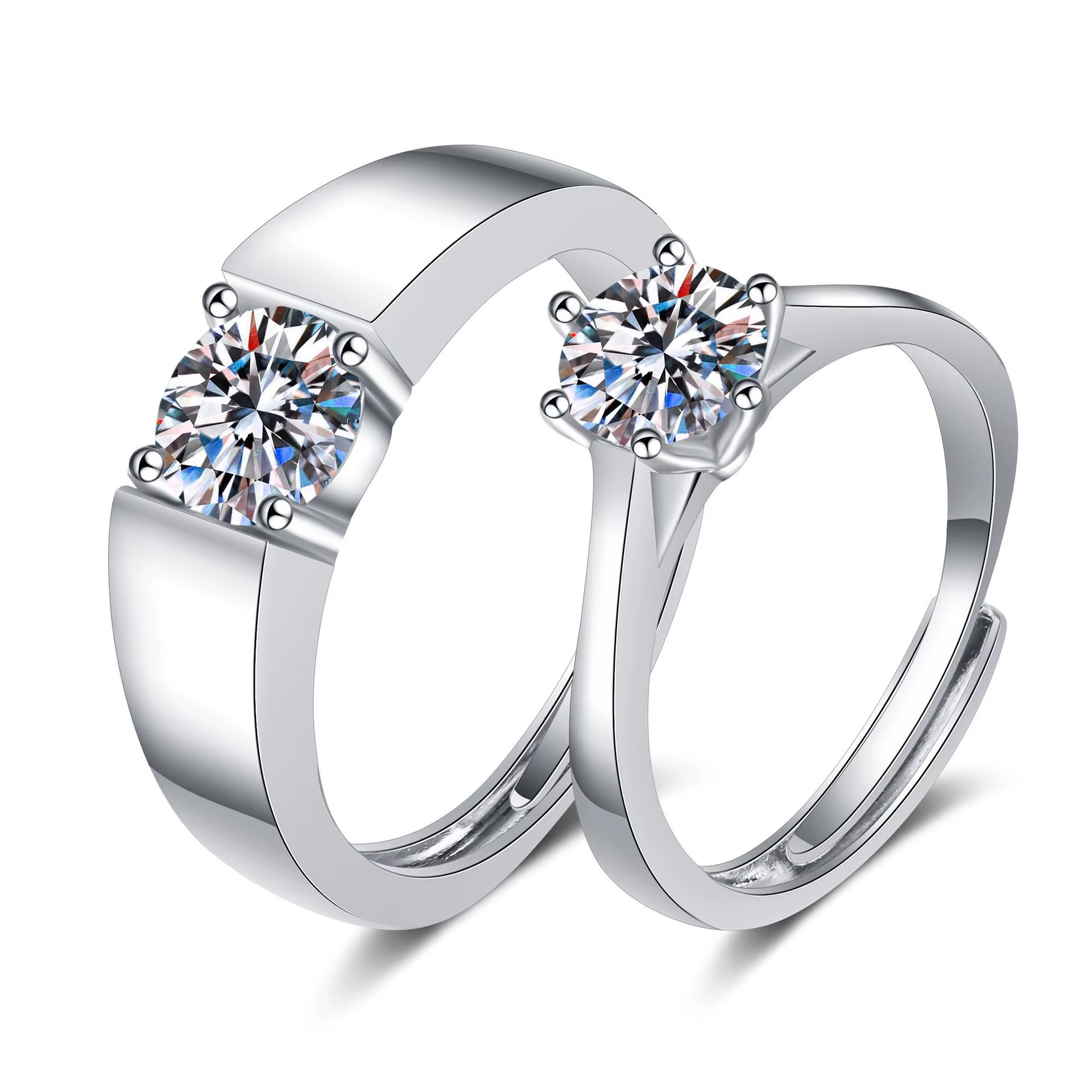 Bagues de couple en diamant Moissanite Lab pour hommes et femmes