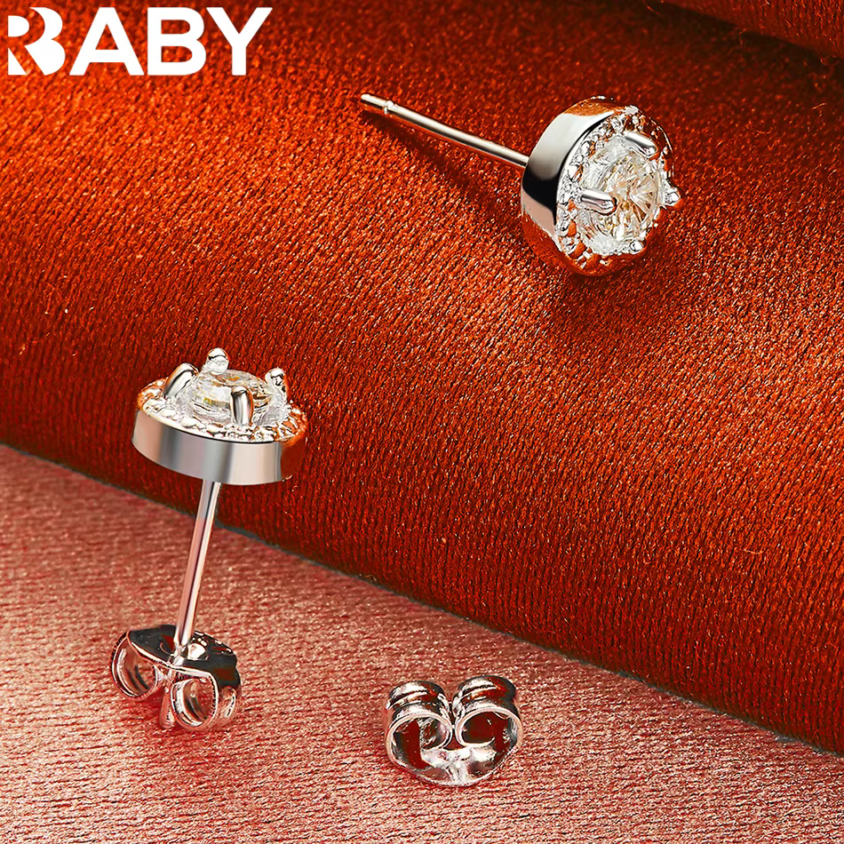 URBABY 925 boucles d'oreilles rondes en argent Sterling Zircon pour femmes bijoux de mode fête fiançailles accessoires de mariage