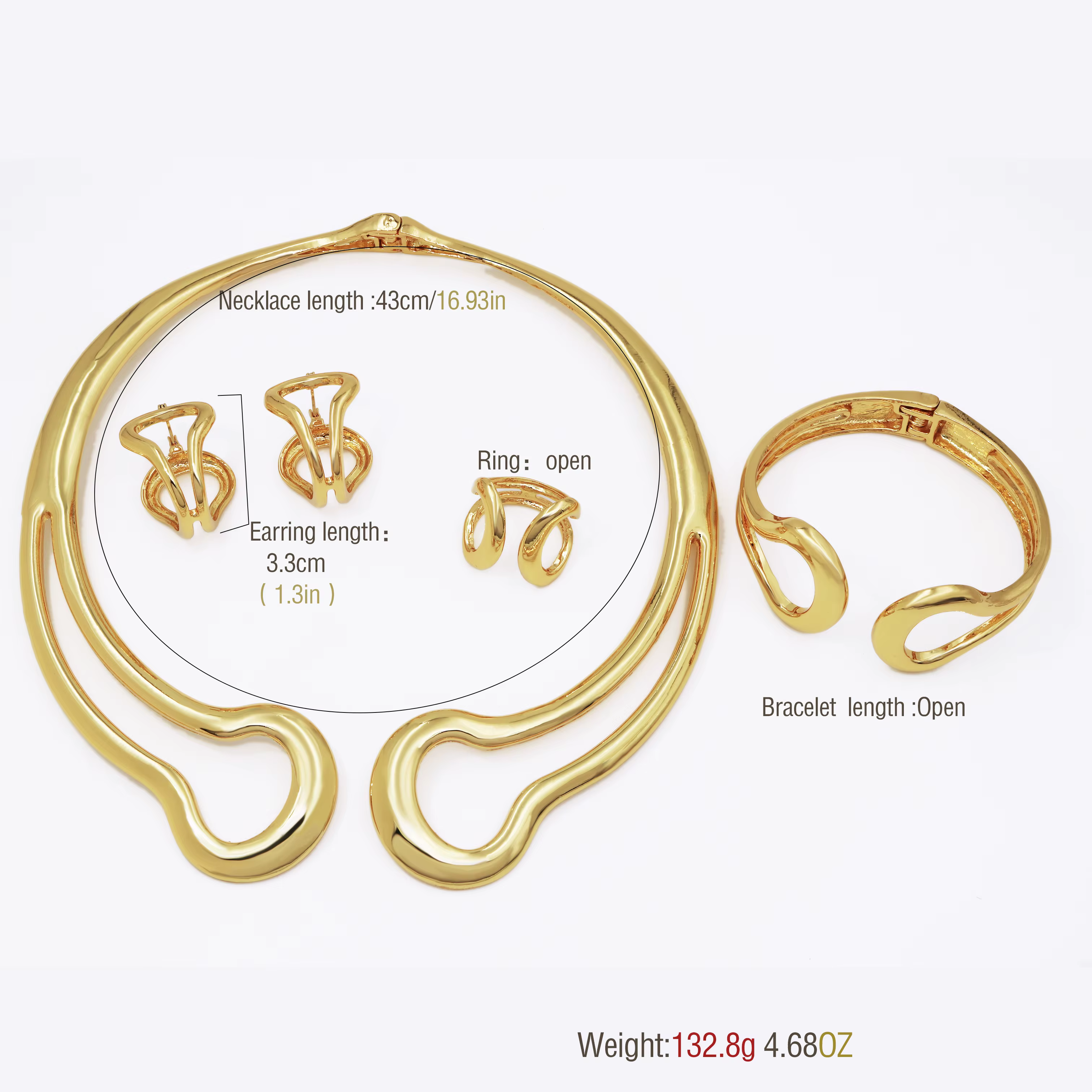 Ensemble de bijoux plaqués or 18 carats pour femme