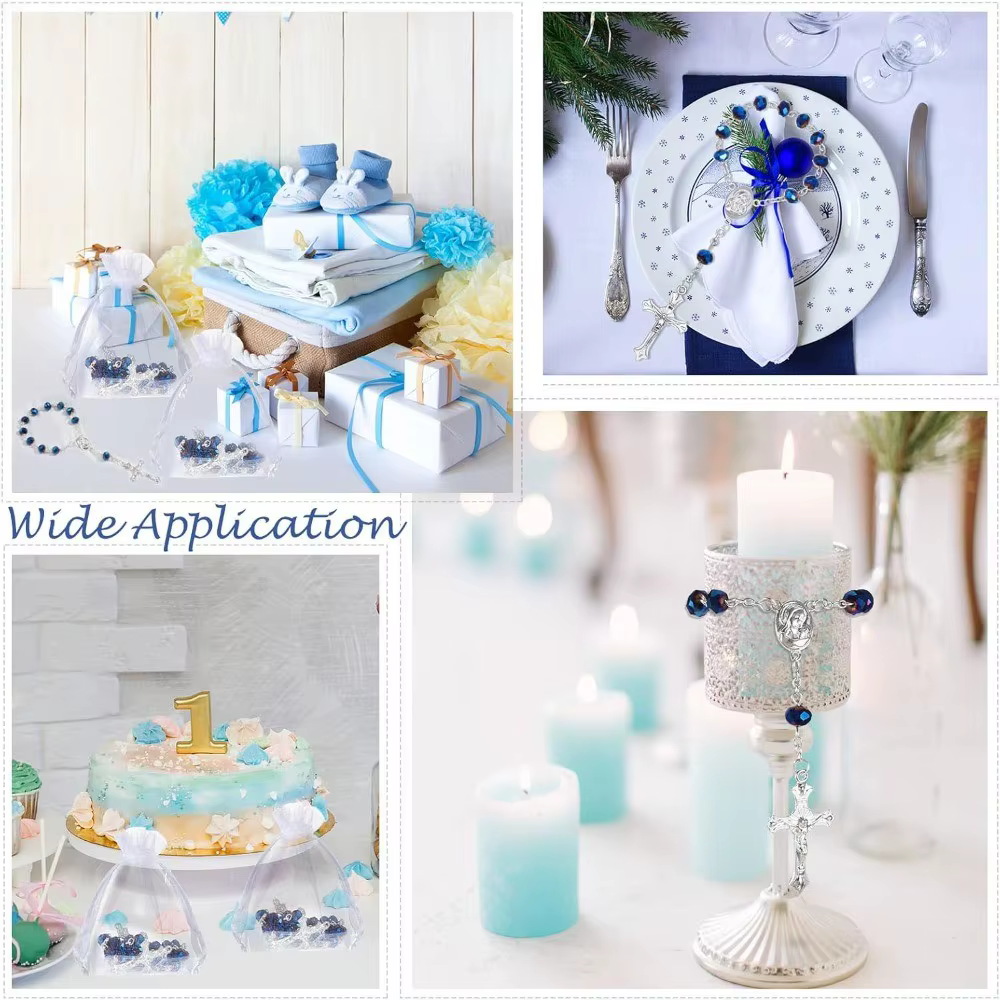 10-60 Ensembles de Sachets en Organza pour Cadeaux de Baptême