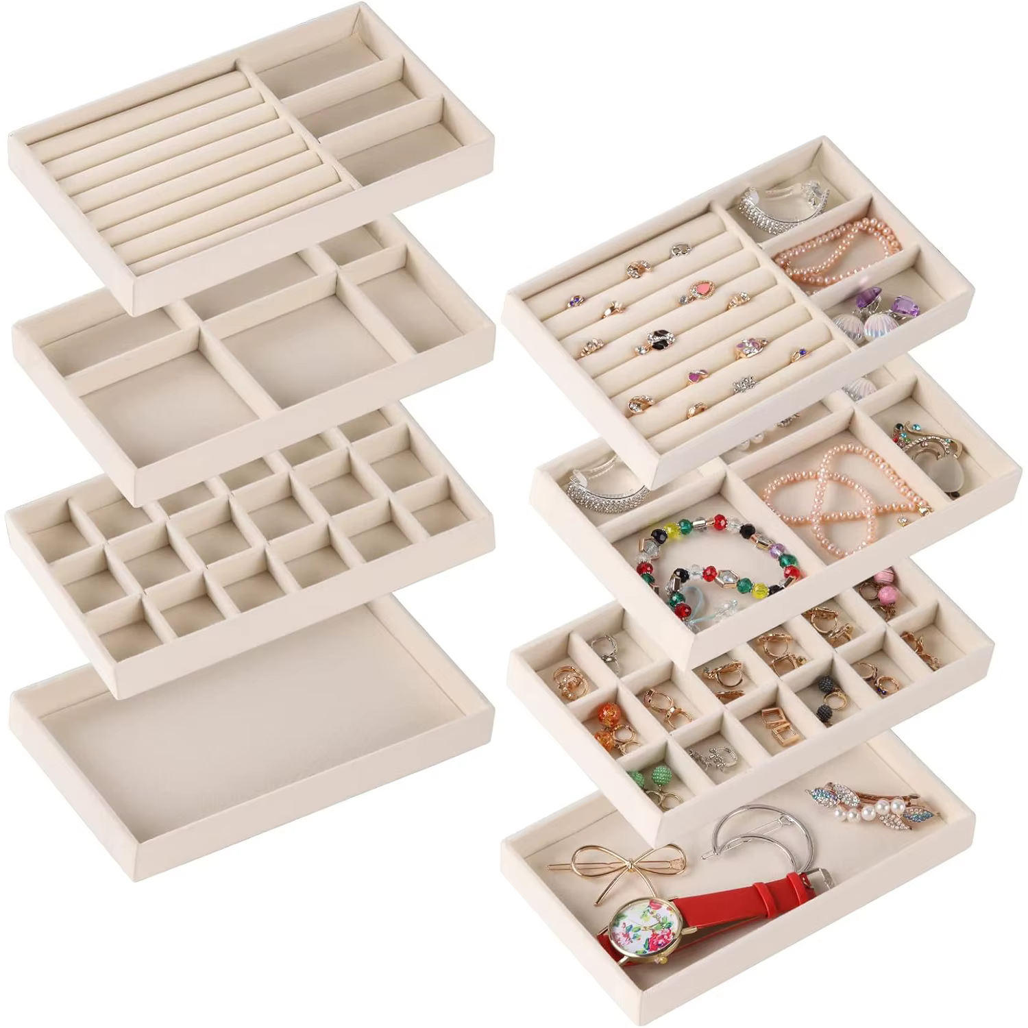 Organisateur de bijoux Beige