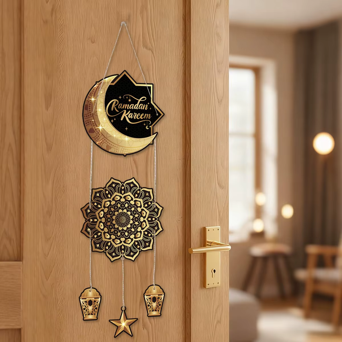 Eid Mubarak porte suspendue drapeau Kareem Ramadan décor pour la maison 2025