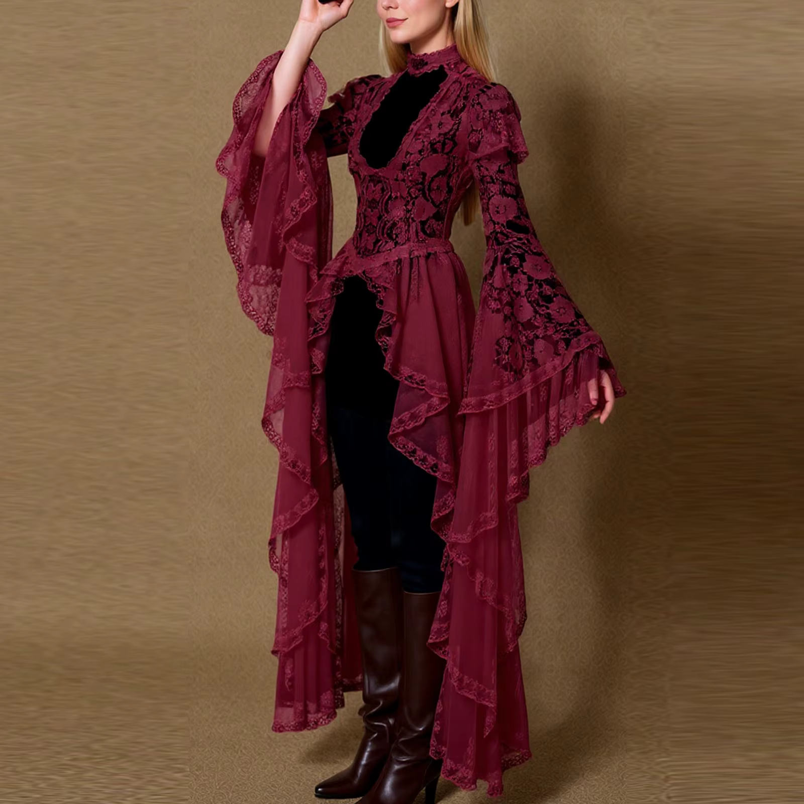 Robe décontractée à manches évasées pour femmes, rétro, cour médiévale, robes de soirée longues irrégulières, Costumes d'halloween
